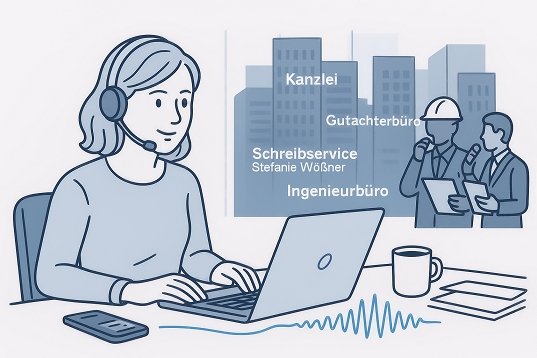 Schreibservice für Unternehmen Illustration: Schreibservice für Unternehmen, Kanzleien und Gutachterbüros – Diktate, Transkription